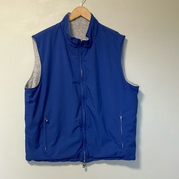 Peter Millar Grey Pima Cotton Silk Blend Blue Reversible Vest - Picture 1 of 10